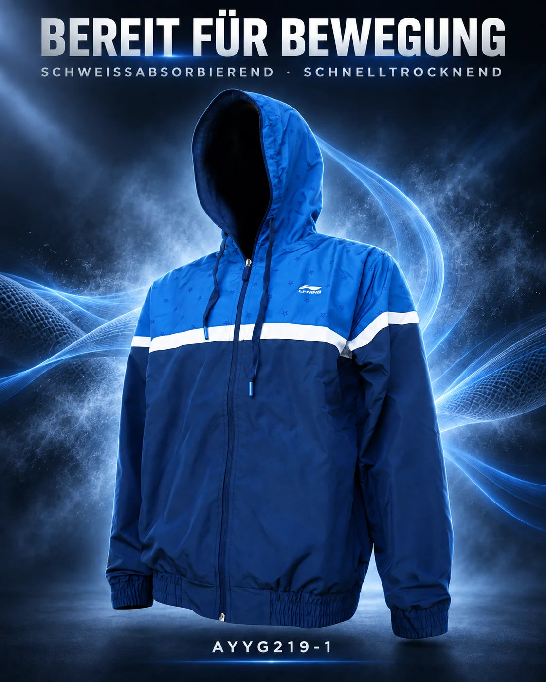 Li-Ning Unisex Kapuzenjacke blau - AYYG219-1