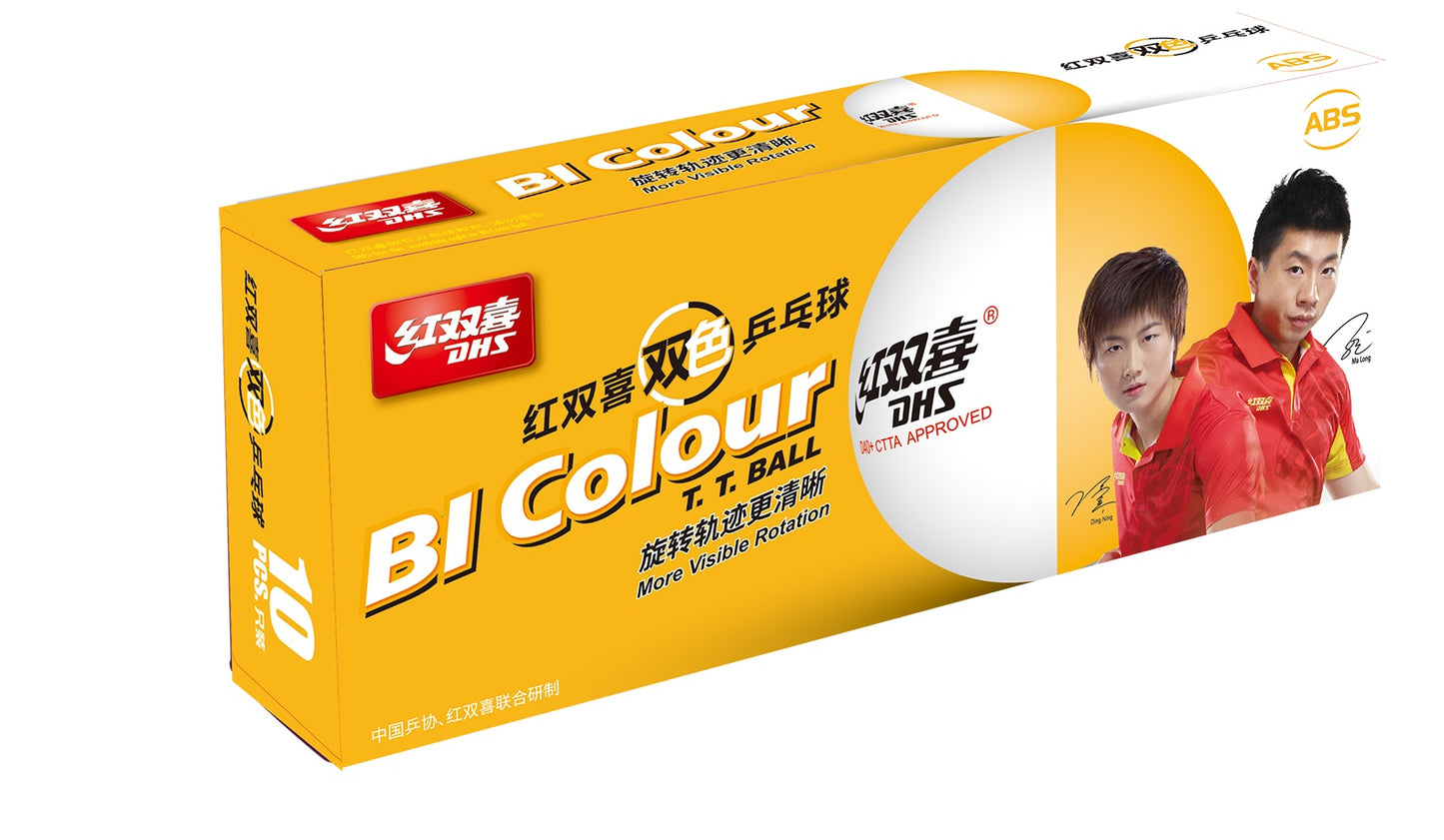 DHS Tischtennisball "CELL-FREE-DUAL" BI COLOUR Ball 40 mm+ (10 St./Kiste) DXAN002-1