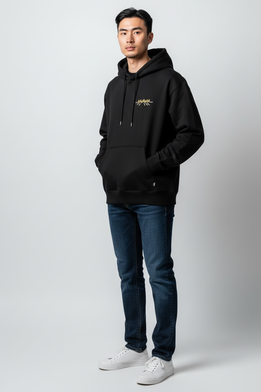 Unisex Skateboard Casual Hoody "LN FIRE" schwarz - AWDT953-1