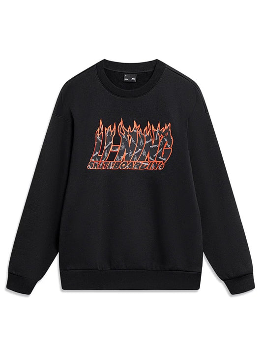 Unisex Skateboard Casual Sweater "LN FIRE" black - AWDT949-1