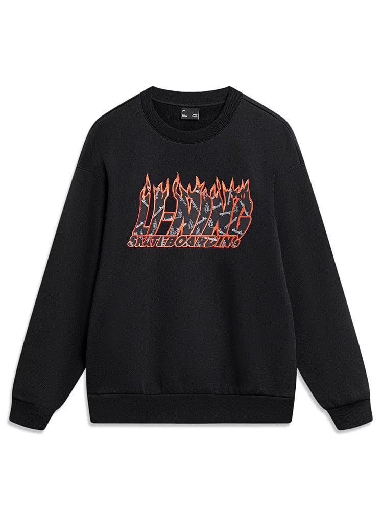 Unisex Skateboard Casual Sweater "LN FIRE" schwarz - AWDT949-1