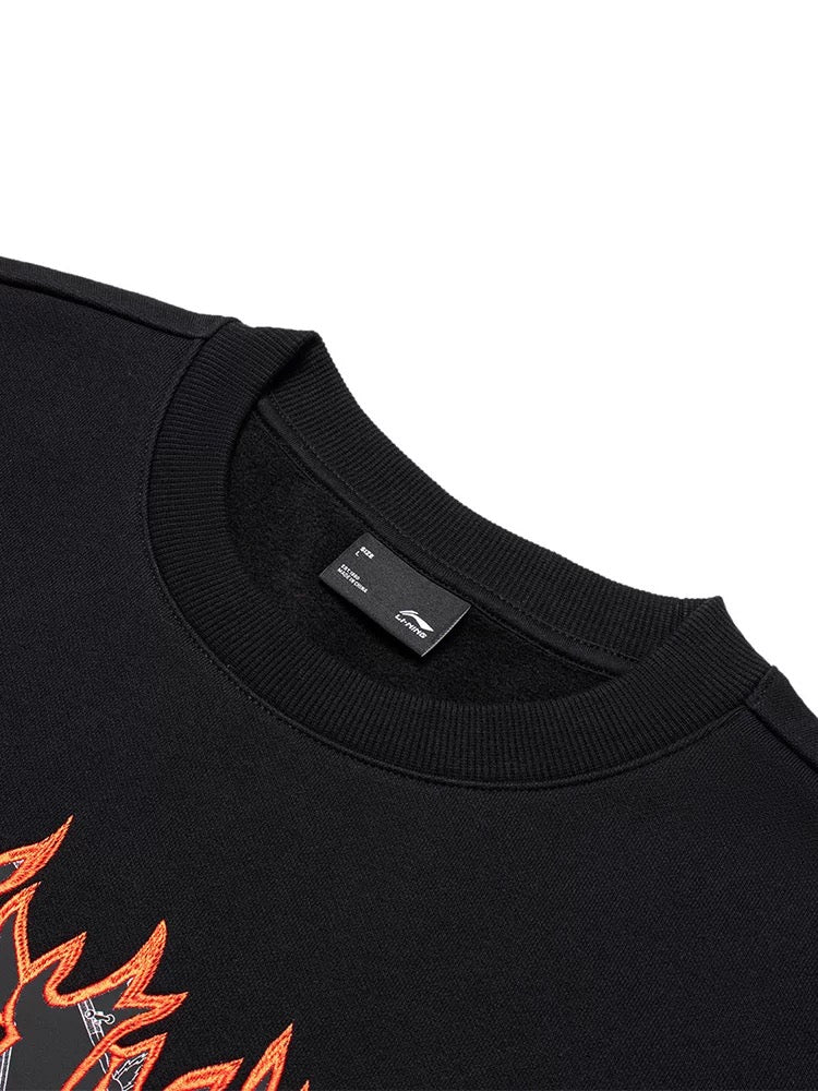 Unisex Skateboard Casual Sweater "LN FIRE" black - AWDT949-1