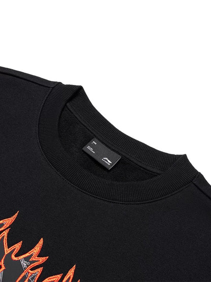 Unisex Skateboard Casual Sweater "LN FIRE" black - AWDT949-1