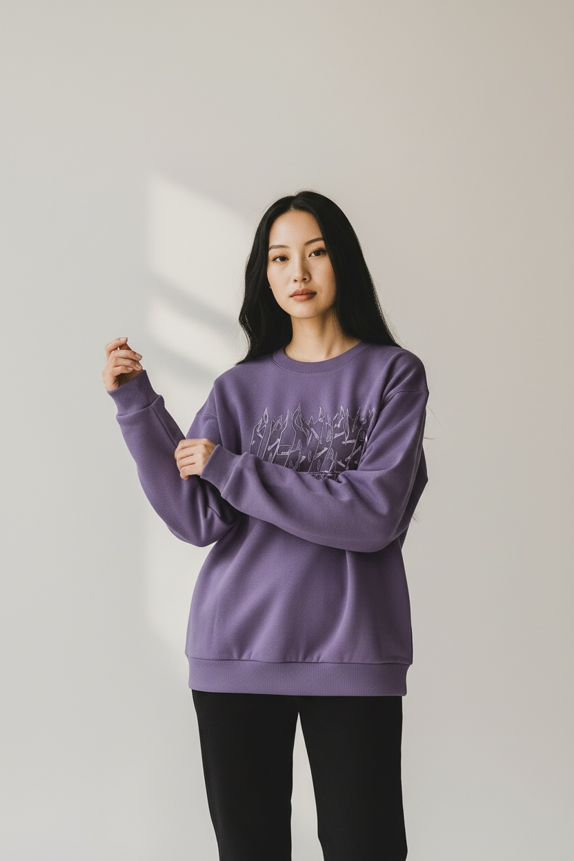 Unisex Skateboard Casual Sweater "LN FIRE" lila - AWDT949-2