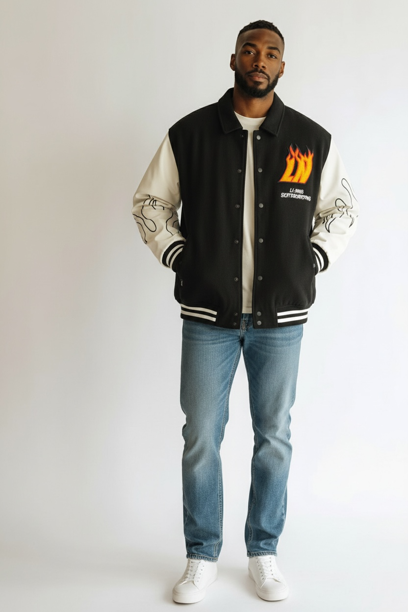 Unisex Skateboard Casual Windbreaker "LN FIRE" schwarz/grau - AFDT697-2