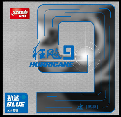DHS Hurricane 9 2,15mm Hard 39 Belag Blau - DXDS020-6