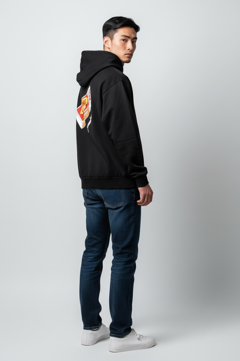 Unisex Skateboard Casual Hoody "LN FIRE" schwarz - AWDT953-1
