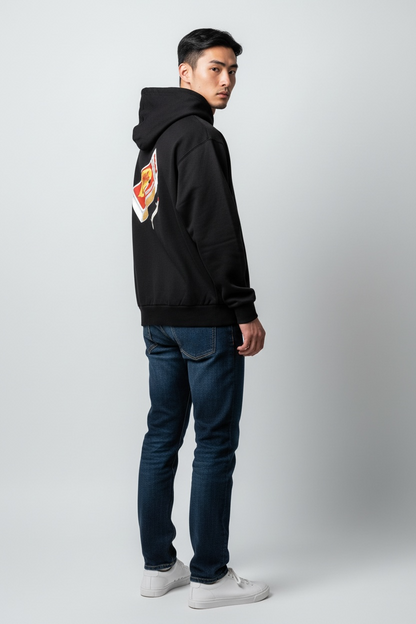Unisex Skateboard Casual Hoody "LN FIRE" schwarz - AWDT953-1