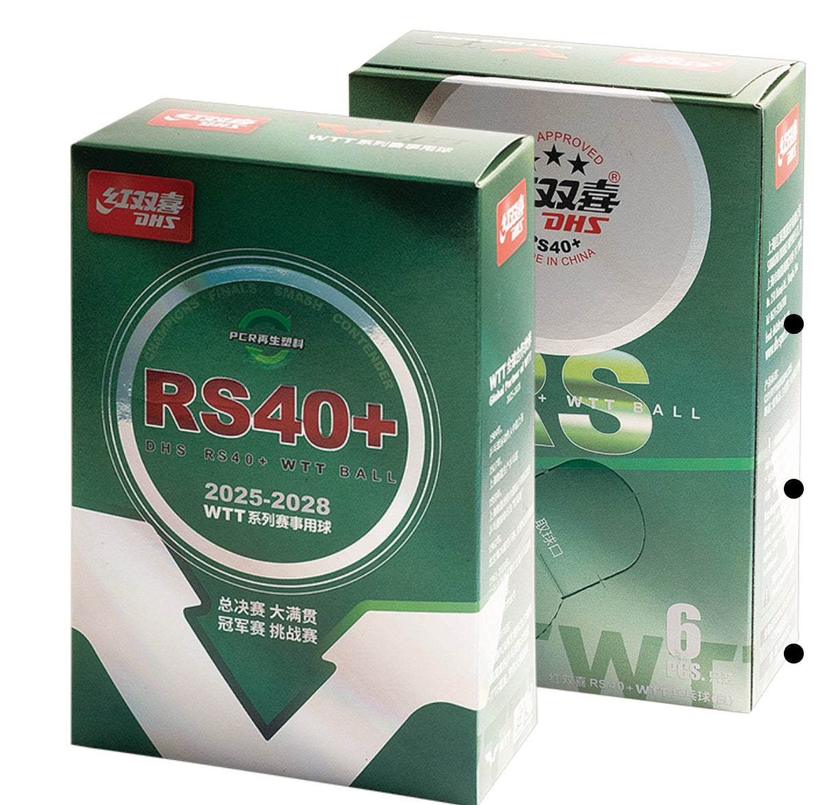 DHS Tischtennisball RS40+ WTT Weiß (6 Pack)