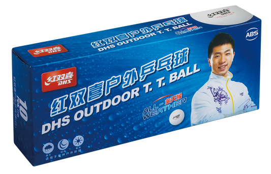 DHS Table Tennis Ball "CELL-FREE-DUAL" Outdoor Ball 40 mm+ White (10 pcs/box) DXAN001-2