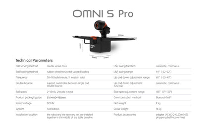 PONGBOT OMNI S PRO Tischtennisroboter mit Netz