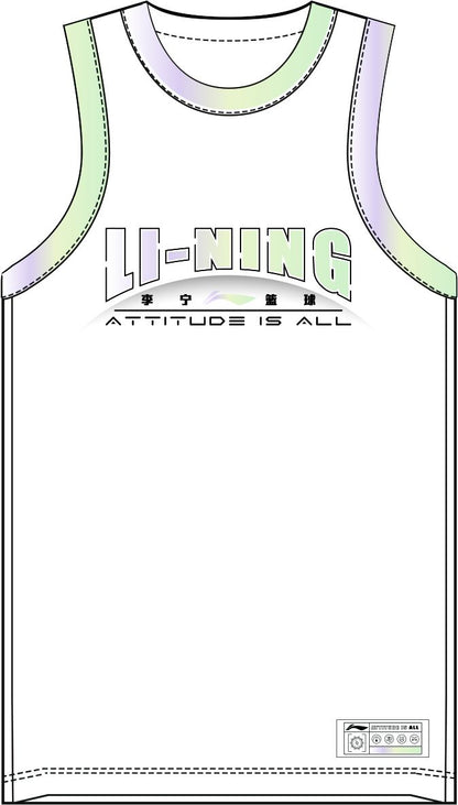 Unisex Basketball Wettkampf-Dress "Li-Ning Team" (Set aus Tank und Shorts) Weiß - AATT013-4