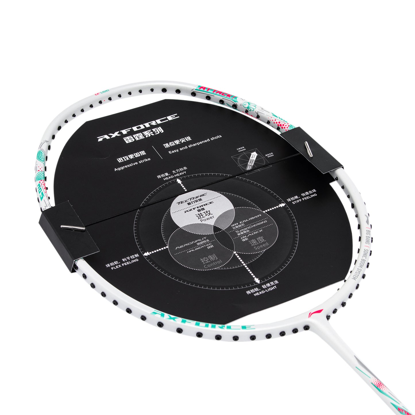 Badmintonracket AXFORCE BIGBANG (7U) white - unstrung - AYPS275-1