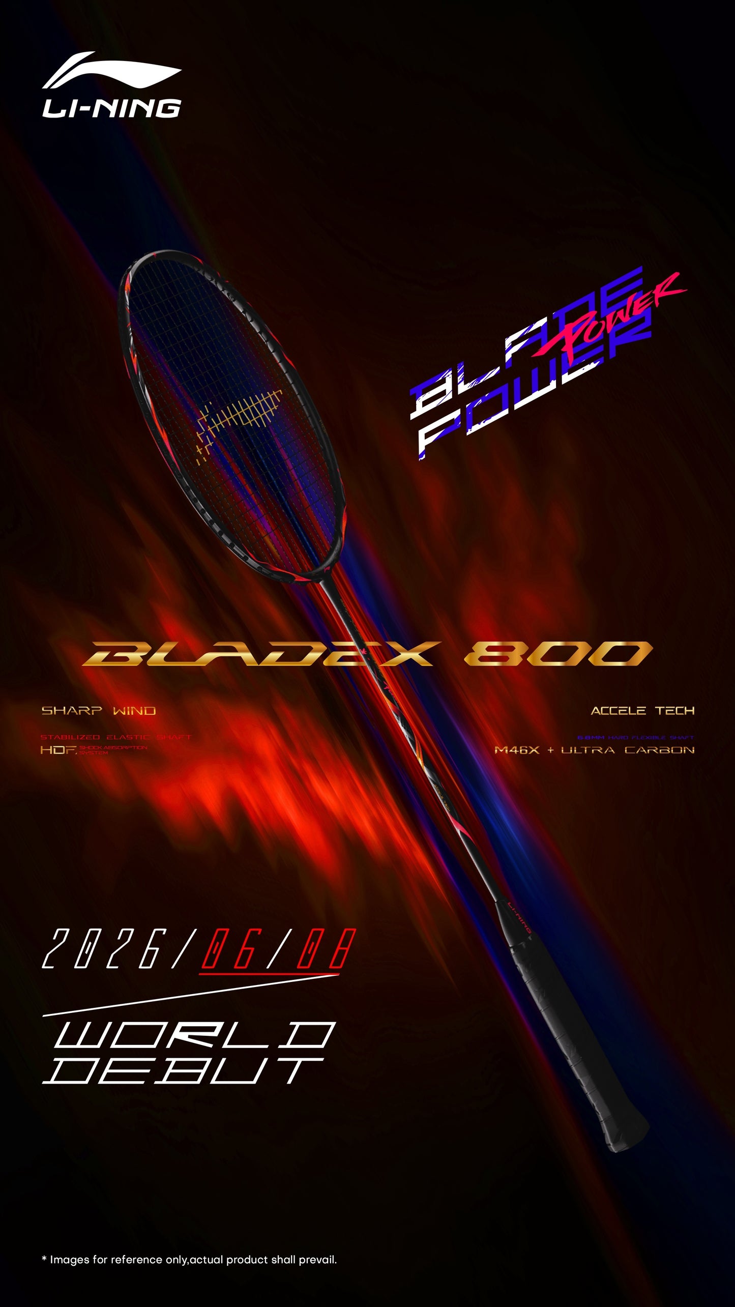 Badmintonschläger BladeX 800 Power (4U) unbespannt - AYPW005-4