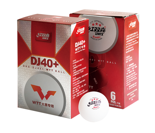DHS Table Tennis Ball DJ40 WTT White (6 Pack) DXAR002-1/DXAV001-2