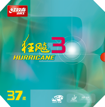 DHS NEO Hurricane 3 Soft 37 2,1mm Belag Schwarz - DXDP007-5